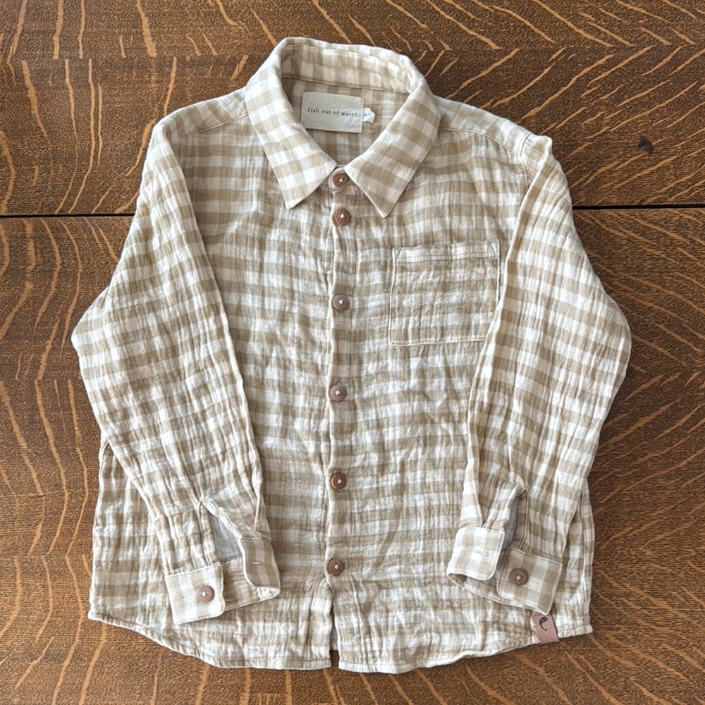 Kids Beige Checkered Shirt